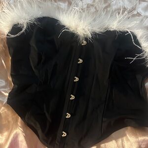 AKIRA Black Lace-Up Strapless Corset Top